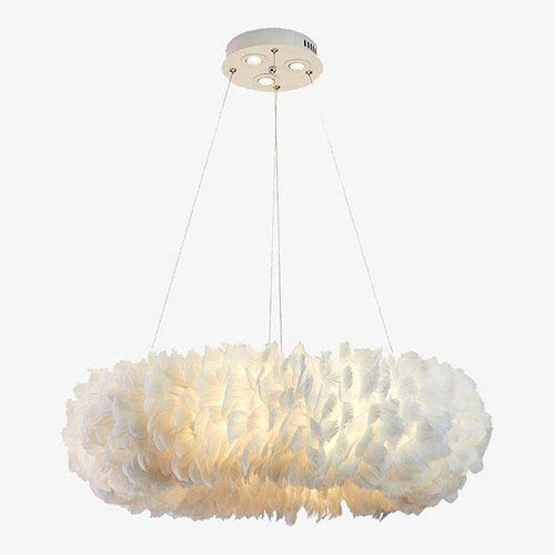Lustre rond design LED en plumes colorées - vue 2 sur 25