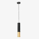 Suspension design LED cylindre noir et doré style Hang