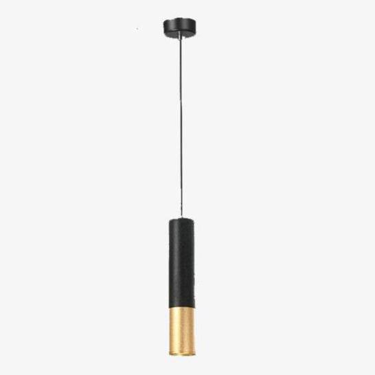 Suspension design LED cylindre noir et doré style Hang - vue 6 sur 6