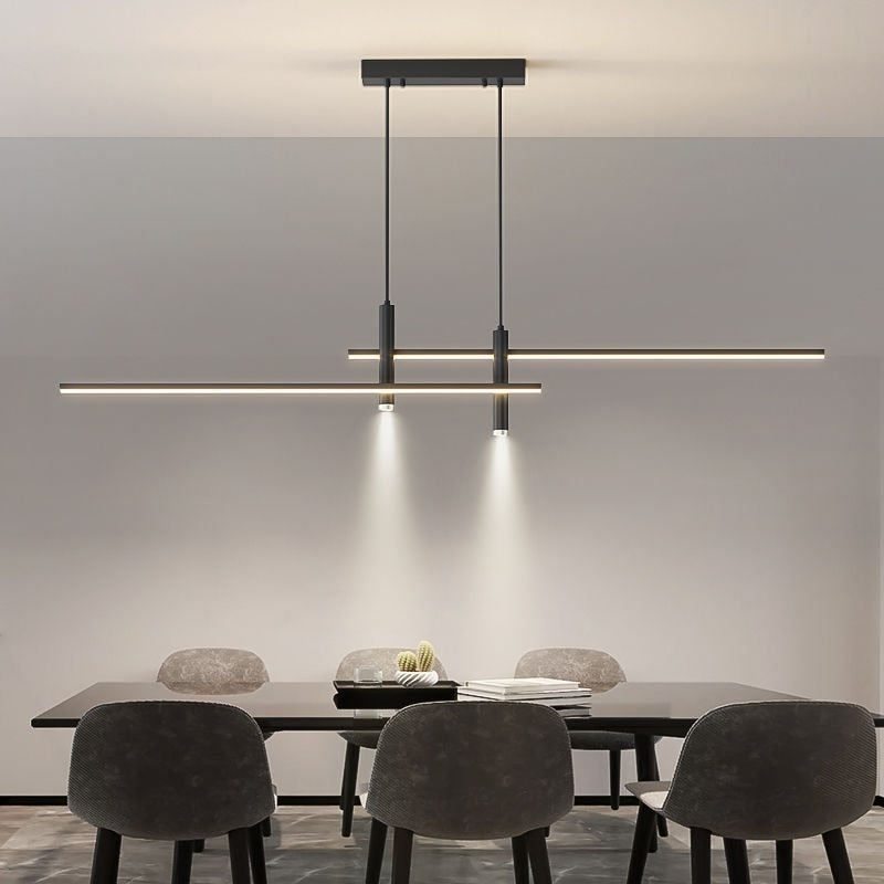 Lustre design LED minimaliste en barre métallique Sarno - vue 4 sur 12