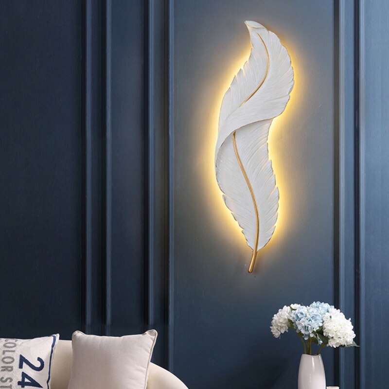 Applique murale moderne LED en forme de plume blanche Kauai - vue 3 sur 11