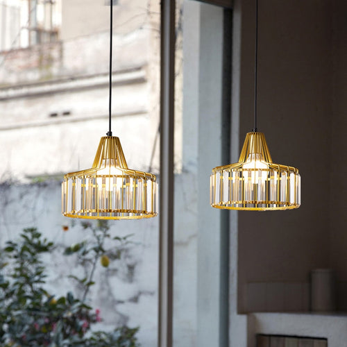 Suspension design avec abat-jour en verre ambré Cloarec - vue 4 sur 9