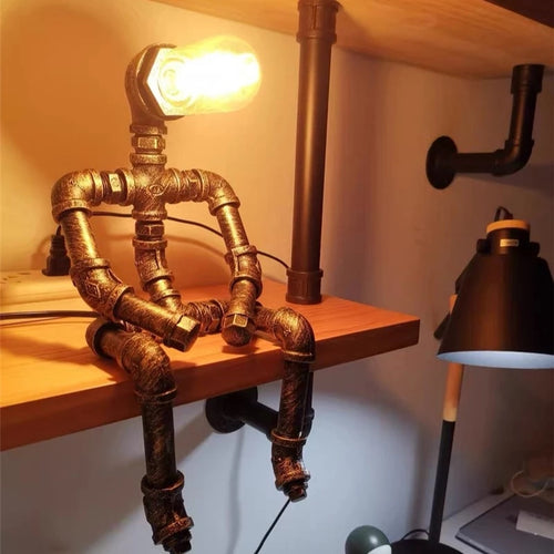 Lampe à poser industrielle LED figure robotique métallique Nile - vue 8 sur 15