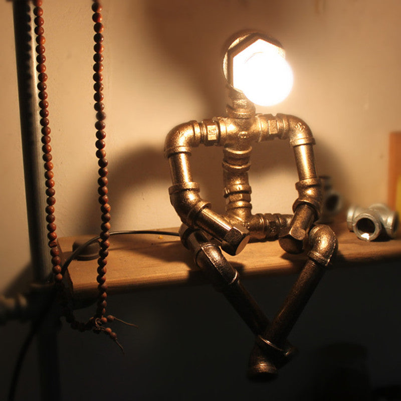 Lampe à poser industrielle LED figure robotique métallique Nile - vue 5 sur 15
