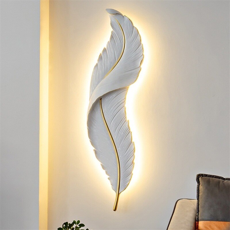 Applique murale moderne LED en forme de plume blanche Kauai - vue 2 sur 11