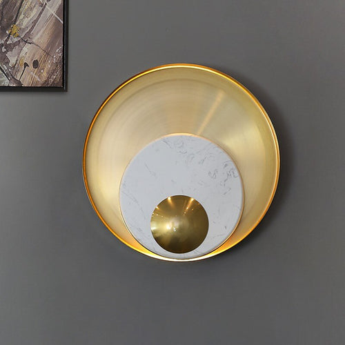 Applique murale design LED en marbre et laiton doré luxury - vue 5 sur 6
