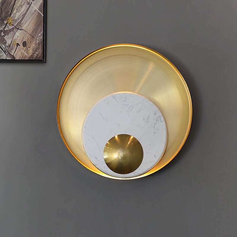 Applique murale design LED en marbre et laiton doré luxury - vue 4 sur 6