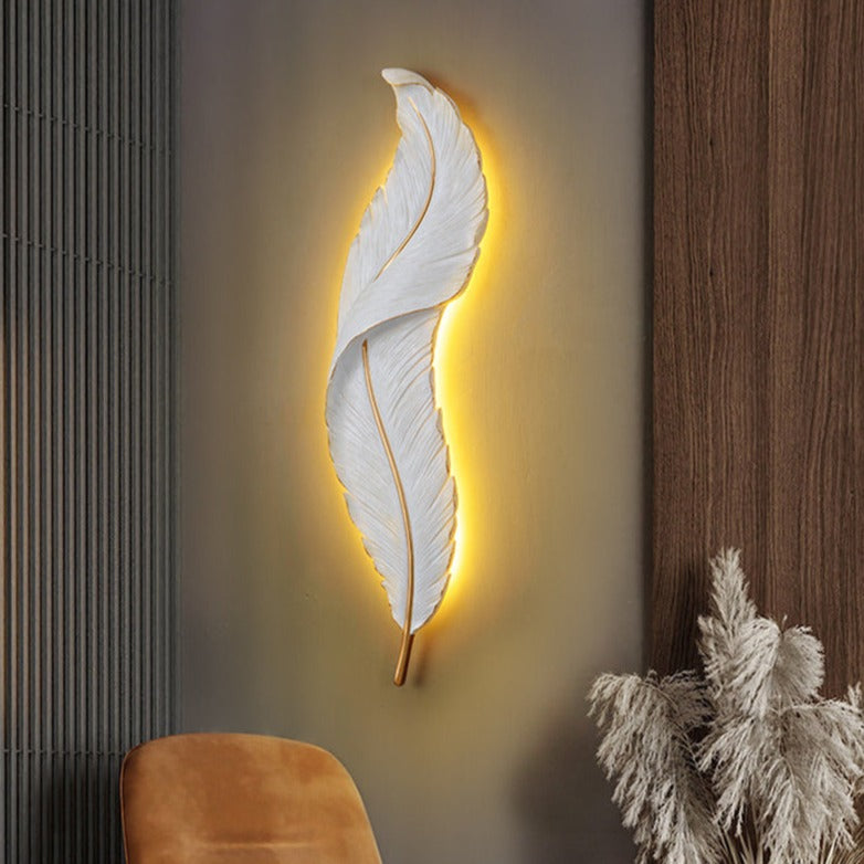 Applique murale moderne LED en forme de plume blanche Kauai - vue 9 sur 11