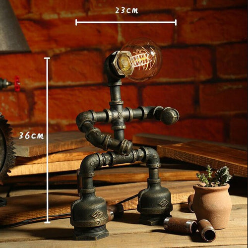 Lampe à poser industrielle LED figure robotique métallique Nile - vue 14 sur 15