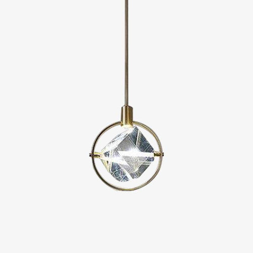 Suspension LED design avec rond doré et cristal de verre Luxury - vue 2 sur 6