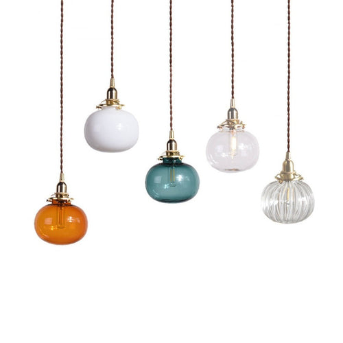 Suspension boule ovale en verre fumé coloré Brass - vue 8 sur 10
