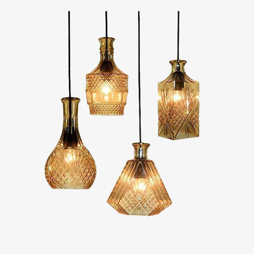 Suspension rétro LED en verre style Cognac - vue 2 sur 6