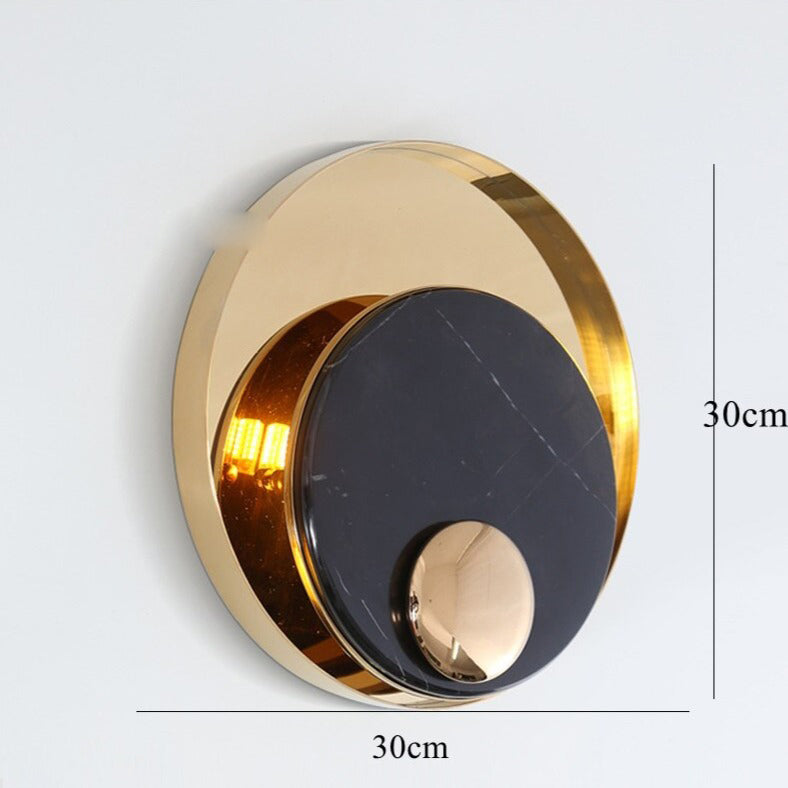 Applique murale design LED en marbre et laiton doré luxury - vue 6 sur 6