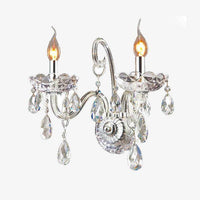Applique murale chromée en cristal et lampes bougies
