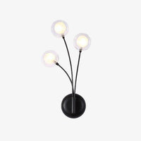 Applique murale design à LED noire avec trois boules en verre Hotel