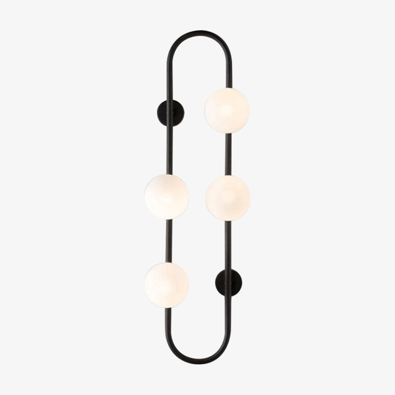 Applique murale design LED avec anneau métal et boule en verre - vue 1 sur 10