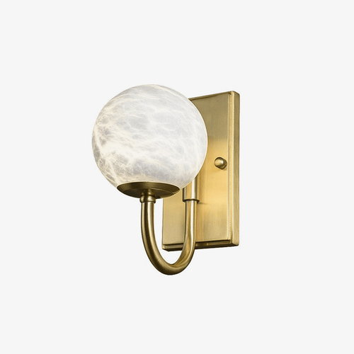 Applique murale design LED avec tige arrondie dorée et boule blanche Luxury - vue 2 sur 6