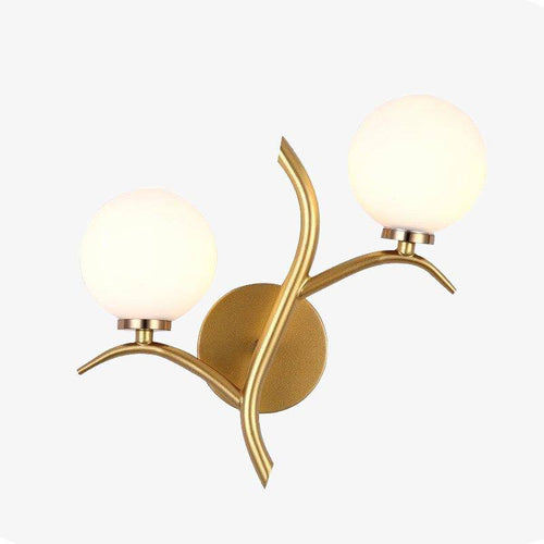 Applique murale design LED dorée avec double boules en verre Luxury - vue 2 sur 6