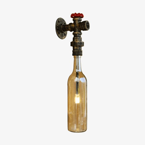 Applique murale LED avec bouteille en verre dans tuyauterie - vue 2 sur 6