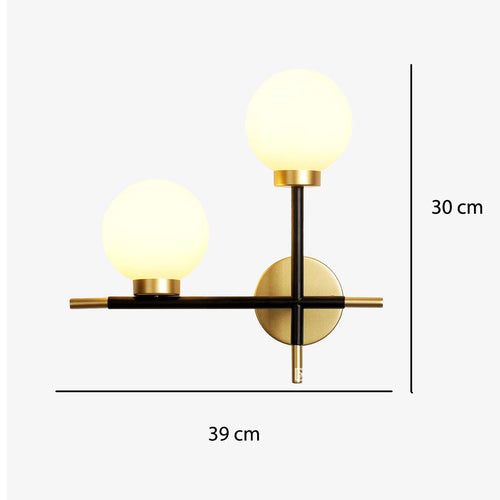 Applique murale LED design avec barres en métal boules en verre - vue 9 sur 8
