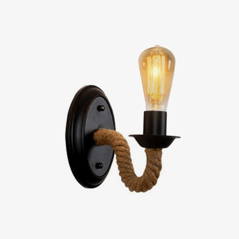 Applique murale rétro LED avec corde et ampoule Edison