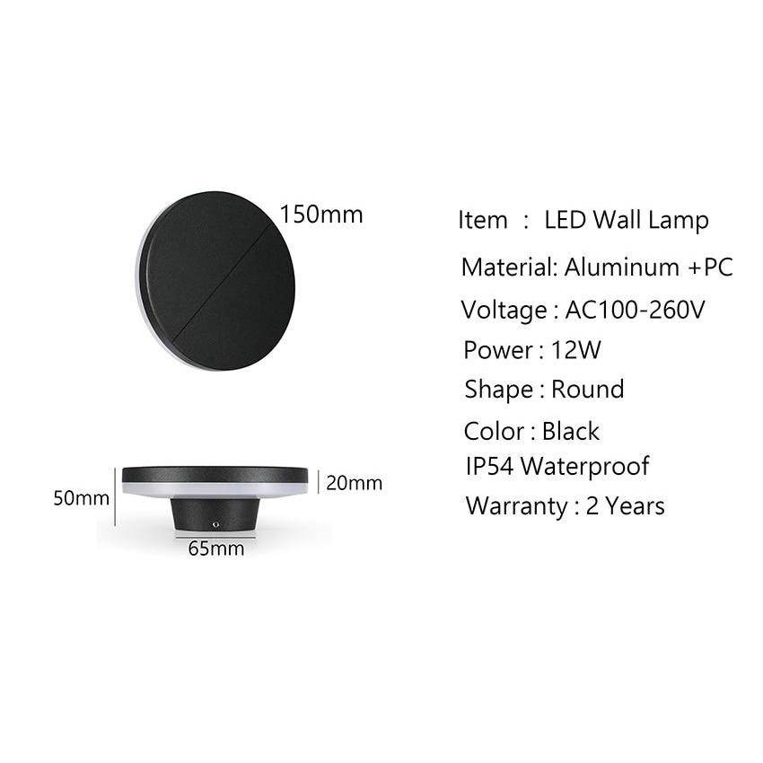 Applique murale LED ronde avec lumière arrière waterproof - vue 5 sur 6