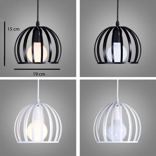 Suspension en cage ronde vintage (noir ou blanc) - vue 6 sur 7