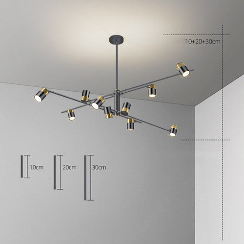 Lustre design LED avec barre en métal et spots rotatifs Caeli - vue 10 sur 11