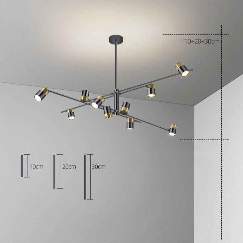 Lustre design LED avec barre en métal et spots rotatifs Caeli - vue 10 sur 11