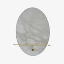 Applique murale design LED forme ovale en marbre blanc et socle doré