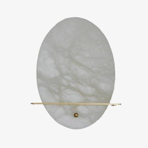 Applique murale design LED forme ovale en marbre blanc et socle doré - vue 2 sur 5
