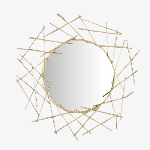 Grand miroir mural design à barres dorées - vue 2 sur 3