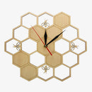 Horloge murale en bois avec alvéoles et abeilles 30cm