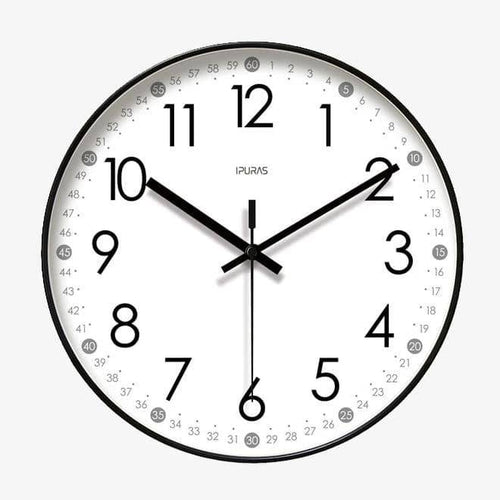 Horloge murale ronde avec chiffres noirs Minute - vue 2 sur 5