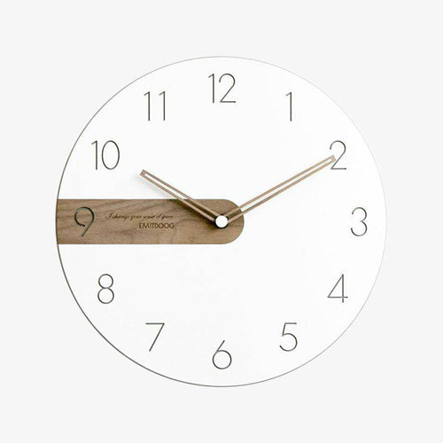 Horloge murale ronde design avec bande en bois 30cm - vue 2 sur 6
