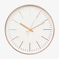 Horloge murale ronde design simple rose gold ou argentée 30cm Round