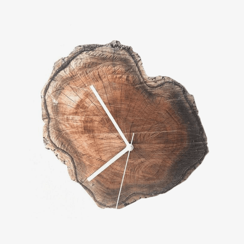 Horloge murale scandinave troncs d'arbre en bois foncé 28cm Hours - vue 2 sur 3
