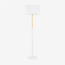 Lampadaire avec abat-jour en tissu et pied en bois