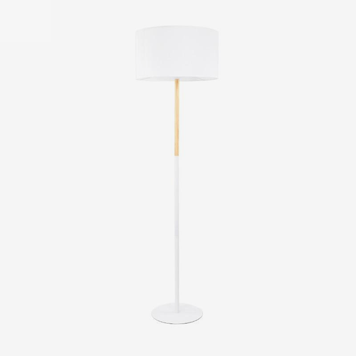 Lampadaire avec abat-jour en tissu et pied en bois - vue 2 sur 4