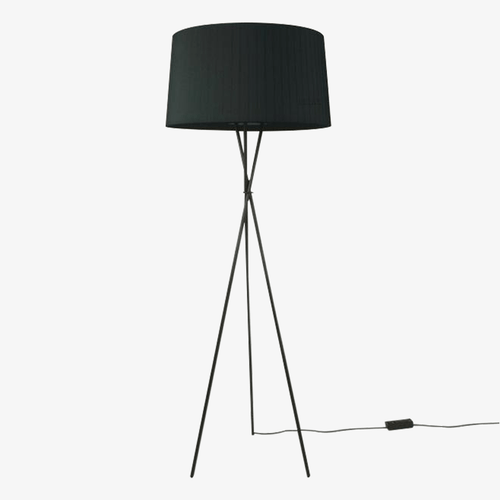 Lampadaire avec pieds croisés et abat jour en tissu noir Nordic - vue 2 sur 2