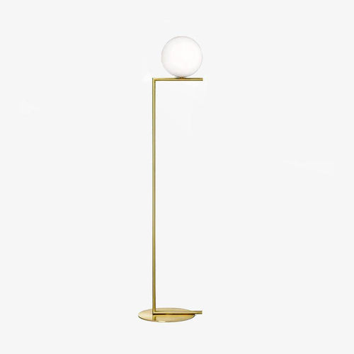 Lampadaire design à LED doré avec boule en verre - vue 2 sur 8