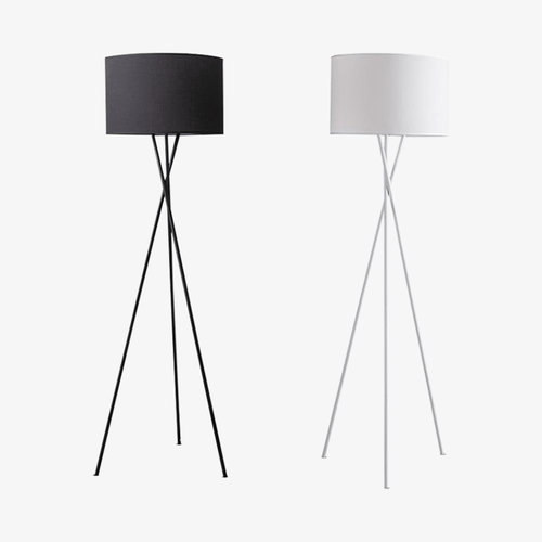 Lampadaire design LED tripod avec abat-jour en tissu noir ou blanc - vue 8 sur 7