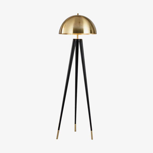 Lampadaire design LED tripod noir avec abat-jour doré Mushroom - vue 2 sur 6