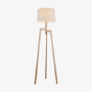 Lampadaire en bois Modern Wood sur 3 pieds avec abat-jour en tissu