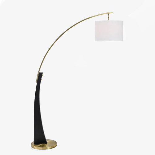 Lampadaire LED design doré arrondi et abat-jour Foyer - vue 2 sur 5