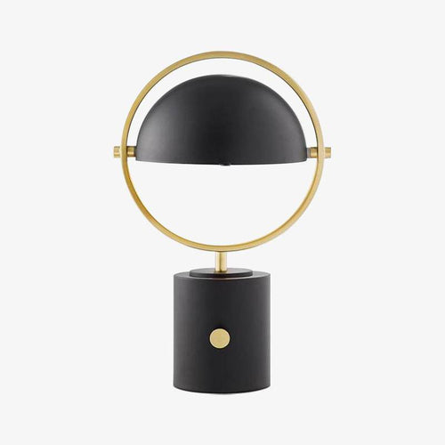 Lampe à poser design à LED en métal noir avec cercle doré Décor - vue 2 sur 6