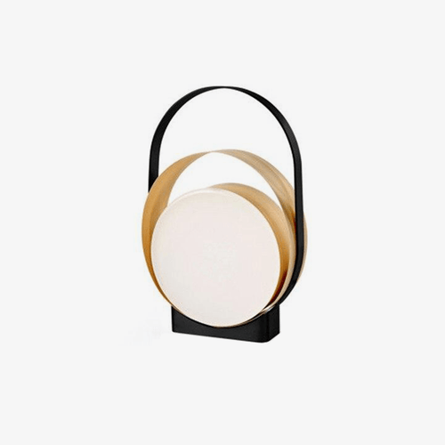 Lampe à poser design LED avec anneaux métal et disque lumineux - vue 2 sur 6