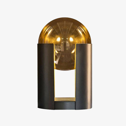 Lampe à poser design LED avec base arrondie en métal et boule lumineuse Designer - vue 2 sur 5