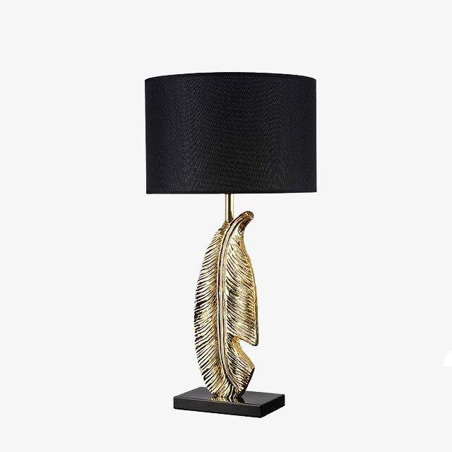 Lampe à poser design LED avec plume d'or et abat-jour arrondi Luxury - vue 1 sur 4