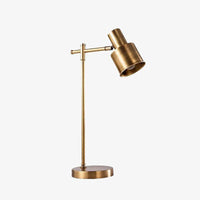 Lampe à poser design LED en métal doré avec abat-jour cylindrique